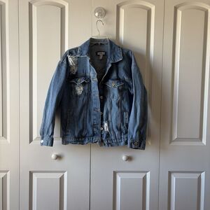 Forever 21 Los Angeles Ripped Denim Jean Jacket size small